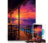 Puzzle da 1000 pezzi con immagine di un ristorante hawaiano,pixel precisi,divertente,stimolante per la mente,ideale per momenti di relax e gioco a tema natalizio (38x52cm)