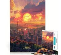 Puzzle da 1000 pezzi con immagine di un tramonto a Seul, Corea del Sud, per adulti, ideale per stimolare la memoria e creare un'immagine piacevole e rilassante 38x52cm