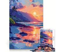 Puzzle da 1000 pezzi con immagine di un tramonto alle Hawaii in pixel art,taglio preciso,divertente sfida per la mente,gioco per il relax,regalo di Natale (38x52cm)