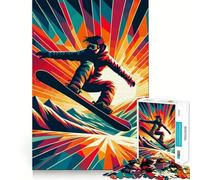 Puzzle da 1000 pezzi con immagine di un tramonto sullo snowboard, ideale per adolescenti Gioco di logica, tema caldo, taglio preciso, pezzo da collezione (38x52cm)