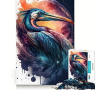 Puzzle da 1000 pezzi con immagine di un uccello blu e un granchio ad acquerello,incastro perfetto Attività di gioco intelligente,divertimento per il tempo libero,regalo di compleanno 38x52cm