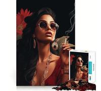 Puzzle da 1000 pezzi con immagine di una donna che fuma in un bar,gioco di abilità mentale,pezzi a incastro precisi,divertimento in famiglia,attività serale (38x52cm)