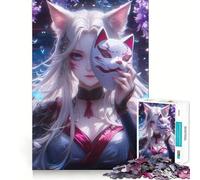 Puzzle da 1000 pezzi con immagine di una Kitsune Girl Mystic per adulti, ideale per rilassarsi e alleviare l'ansia, con bordi precisi e un regalo speciale (50x75cm)