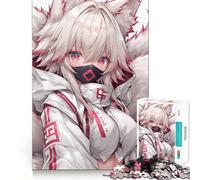 Puzzle da 1000 pezzi con immagine di una ragazza volpe bianca in stile anime,ideale per adolescenti Divertimento e stimolazione mentale Dimensioni uniformi,pezzi precisi Attività rilassante di gruppo