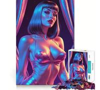 Puzzle da 1000 pezzi con immagine di una sexy pin-up mora in abito iridescente, ideale per adolescenti Giocattolo intelligente per il tempo libero, taglio preciso, regalo stagionale 38x26cm