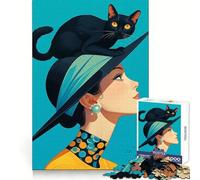 Puzzle da 1000 pezzi con immagine di una signora con gatti in stile vintage, ideale per adolescenti Pensare in modo strategico, rilassarsi e trovare la giusta combinazione per un regalo perfetto
