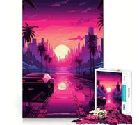 Puzzle da 1000 pezzi con immagine di una strada al tramonto, ideale per ragazzi, per stimolare la memoria e il tempo libero, con bordi netti Un regalo perfetto 38x26cm