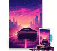 Puzzle da 1000 pezzi con immagine di una strada al tramonto per adulti Gioco intelligente per interni, taglio preciso, regalo perfetto 38x52cm