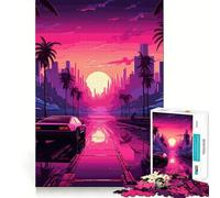 Puzzle da 1000 pezzi con immagine di una strada al tramonto per adulti Gioco intelligente per interni, taglio preciso, regalo perfetto 38x52cm