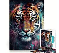 Puzzle da 1000 pezzi con immagine di una tigre, ideale per adulti e ragazzi, gioco di logica e rilassamento, con taglio preciso, perfetto come regalo di Natale 38x52cm
