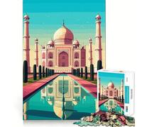 Puzzle da 1000 pezzi con immagine vettoriale del Taj Mahal per adulti, gioco di logica, divertimento al chiuso, bordi precisi, oggetto da collezione 50x75cm