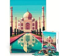 Puzzle da 1000 pezzi con immagine vettoriale del Taj Mahal per adulti, gioco di logica e relax, ideale come regalo 38x52cm