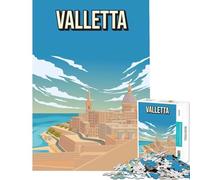 Puzzle da 1000 pezzi con immagine vintage di Valletta Malta e poster di viaggio Un gioco avvincente per coltivare la pazienza un'esperienza pratica per tutta la famiglia Un regalo divertente (38x52cm)