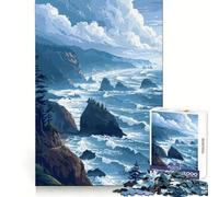 Puzzle da 1000 pezzi con immagini di scogliere oceaniche del Pacifico nord-occidentale,in pixel art,per adulti,ideale per stimolare la memoria,il tempo libero e creare un'atmosfera piacevole Regalo
