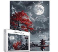 Puzzle da 1000 pezzi con inchiostro cinese, per adulti, luna piena, notte, cielo, scena, arte, puzzle, colorato, fai da te, per la decorazione della casa, regali, puzzle di famiglia, perfetto per