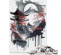 Puzzle da 1000 pezzi con inchiostro lavabile del tempio giapponese per adulti, puzzle per il tempo in famiglia, sfida mentale 1000 pezzi (38x26 cm)