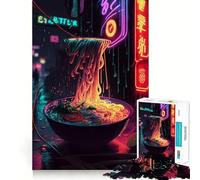 Puzzle da 1000 pezzi con insegna al neon a tema ramen ideale per adolescenti gioco di logica e concentrazione ideale per creare un'atmosfera rilassante e sicura perfetto per i desideri di Babbo Natale