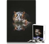 Puzzle da 1000 pezzi con ippopotamo, madre e cucciolo, gioco educativo per la concentrazione mentale, idea regalo speciale e commovente, dimensioni 38x26cm