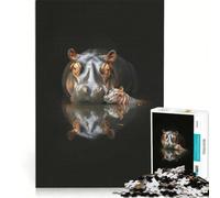 Puzzle da 1000 pezzi con ippopotamo mamma e cucciolo gioco educativo decorazione perfetta compleanno e Natale 38x26cm