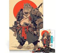 Puzzle da 1000 pezzi con ippopotamo samurai per adolescenti, gioco di logica stimolante, rilassante, con bordi chiari, regalo elegante (50x75cm)