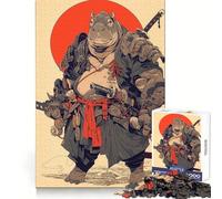 Puzzle da 1000 pezzi con ippopotamo samurai per adolescenti, gioco di logica stimolante, rilassante, con bordi chiari, regalo elegante (50x75cm)