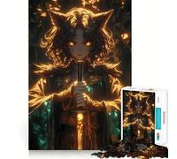 Puzzle da 1000 pezzi con katana al neon e ragazza lupo,gioco di abilità mentale,taglio laser di alta qualità,esercizio mentale per momenti di tranquillità a casa (50x75cm)