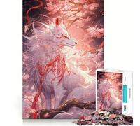 Puzzle da 1000 pezzi con Kitsune bianca e fiori di ciliegio,ideale per adulti,un gioco di abilità mentale Taglio laser per un incastro perfetto Attività gratificante per le giornate di pioggia