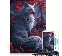 Puzzle da 1000 pezzi con Kitsune di Sakura bianca,gioco creativo di abilità,componenti robusti e ben rifiniti,ideale da portare in viaggio,gioco per allenare la mente (38x52cm)