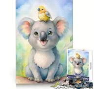 Puzzle da 1000 pezzi con koala ad acquerello e uccellino amico, ideale per ragazzi, un gioco di logica e divertimento, con taglio laser e un'idea regalo perfetta (38x52cm)