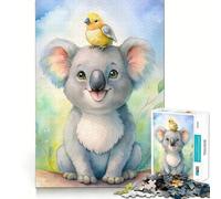 Puzzle da 1000 pezzi con koala ad acquerello e uccellino amico,tecnologia di taglio laser avanzata,gioco divertente per le vacanze al chiuso (38x52cm)