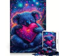Puzzle da 1000 pezzi con koala addormentato e cuore, ideale per adulti e ragazzi, per migliorare la memoria e favorire il rilassamento Regalo di Natale 38x26cm