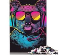 Puzzle da 1000 pezzi con koala e cuffie e occhiali da sole per adulti e adolescenti, puzzle per divertimento in famiglia e serata di giochi, 1000 pezzi (75x50 cm)