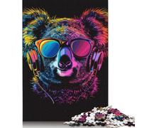 Puzzle da 1000 pezzi con koala e cuffie, occhiali da sole, per adulti e adolescenti, puzzle di carta per divertimento in famiglia e serate di gioco, 1000 pezzi (75x50 cm)