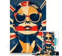 Puzzle da 1000 pezzi con la bandiera britannica raffigurante una donna Divertimento e allenamento mentale Componenti robusti e ben definiti Un passatempo avvincente per rilassarsi in casa (38x26cm)