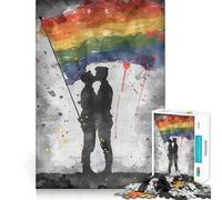 Puzzle da 1000 pezzi con la bandiera gay Pride per adolescenti, gioco intelligente e rilassante, assemblaggio di motivi, lista dei desideri di Babbo Natale 38x52cm