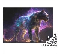 Puzzle da 1000 pezzi con la Bestia Pantera Cosmica e la Silhouette dell'Elefante Cosmico. Per adulti dai 12 anni in su. Gioco educativo. Bellissima decorazione. Difficile.compleanni. 52x38 cm.