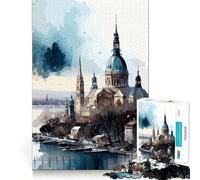 Puzzle da 1000 pezzi con la città di Budapest ad acquerello,taglio premium,gioco per lo sviluppo della mente,divertimento e pace,regalo di compleanno (50x75cm)