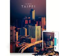 Puzzle da 1000 pezzi con la città di Taipei dai bordi lisci, gioco divertente e rilassante, ideale come regalo di compleanno (38x26cm)