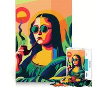 Puzzle da 1000 pezzi con la Gioconda che fuma la pipa, ideale per adolescenti Puzzle facile da costruire, per il tempo libero, con taglio preciso, regalo di Babbo Natale (38x52cm)
