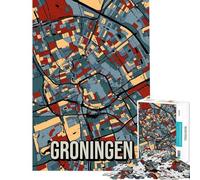 Puzzle da 1000 pezzi con la mappa della città di Groningen ideale per ragazzi e famiglie per un divertimento interattivo tra genitori e figli compleanni e Natale 50x75cm