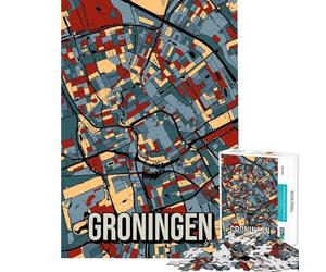 Puzzle da 1000 pezzi con la mappa della città di Groningen ideale per ragazzi e famiglie per un divertimento interattivo tra genitori e figli compleanni e Natale 50x75cm