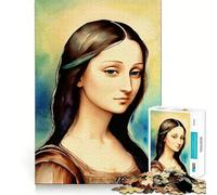 Puzzle da 1000 pezzi con la Monna Lisa ad acquerello,senza sbavature,facili da tagliare,portatili e adatti ai viaggi (38x52cm)