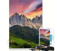 Puzzle da 1000 pezzi con la montagna di Santa Maddalena per ragazzi, gioco di logica e abilità, rilassante, taglio preciso, regalo di Natale (50x75cm)
