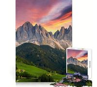 Puzzle da 1000 pezzi con la montagna di Santa Maddalena per ragazzi, gioco di logica e logica, semplice e divertente, con bordi lisci, regalo elegante (38x52cm)