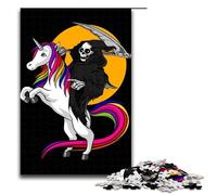 Puzzle da 1000 pezzi con la morte che cavalca un unicorno puzzle per adulti in legno giochi per famiglie 75x50 cm