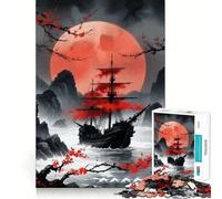 Puzzle da 1000 pezzi con la nave lunare rossa per adolescenti, gioco di puzzle che stimola la riflessione e il relax, con ritagli precisi, ideale come regalo per le festività (38x26cm)