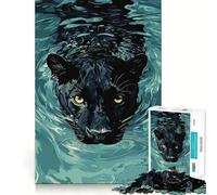 Puzzle da 1000 pezzi con la pantera nera che nuota nell'acqua Gioco di precisione,stimola la logica,ideale per il tempo libero e come regalo di compleanno 50x75cm