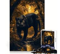 Puzzle da 1000 pezzi con la Pantera Nera nella Foresta, per ragazzi, per favorire la concentrazione e il relax per creare un'atmosfera accogliente e rilassante, con incastri perfetti Regalo
