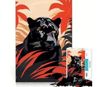 Puzzle da 1000 pezzi con la Pantera Nera nella Giungla,gioco di costruzione con incastri precisi,gioco di concentrazione,gioco tranquillo,divertimento per compleanni 50x75cm