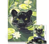 Puzzle da 1000 pezzi con la Pantera Nera nello stagno delle ninfee, ideale per adolescenti Un regalo significativo e stimolante per il tempo libero (50x75cm)
